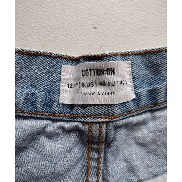 Cotton On High A Line Light Wash Denim Cutoff Shorts‎ Women Size 8 - Picture 4 of 7